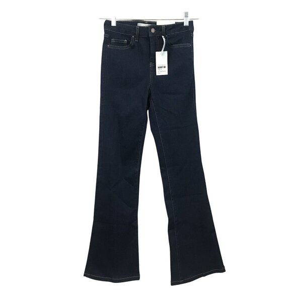 Topshop Moto Tally Dark Blue Ultimate Stretch Flare Jeans W25 L32 Mid Rise - Picture 2 of 15